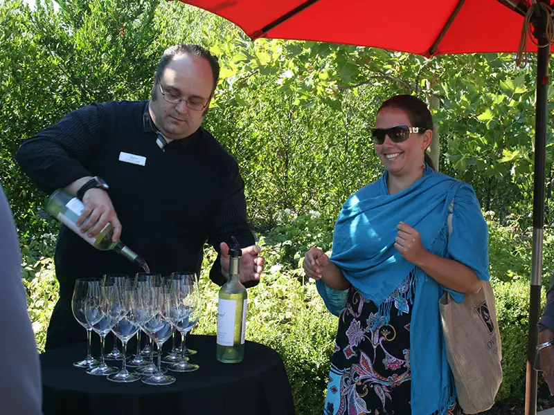 wine tasting in vineyard