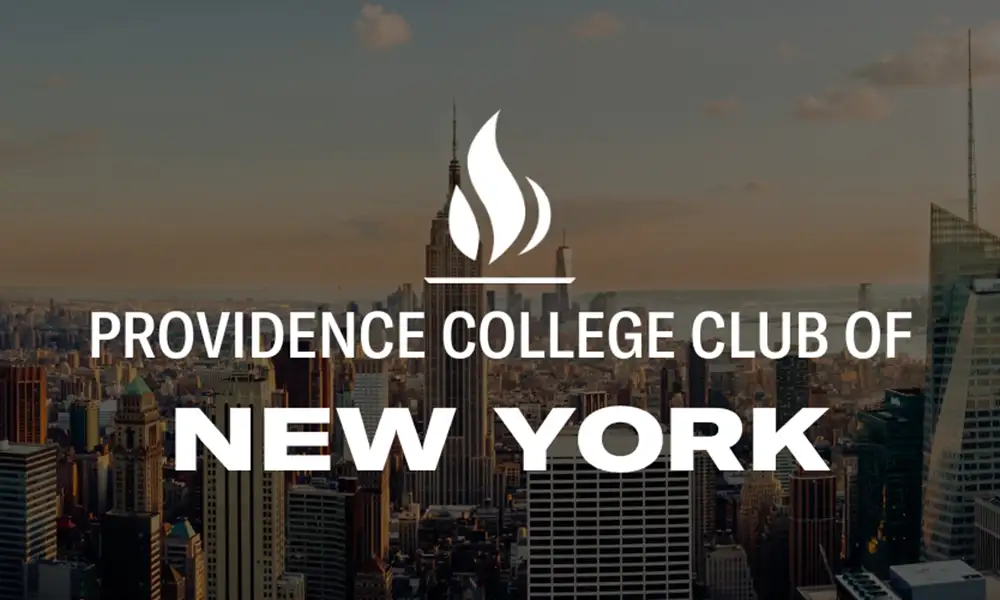 Providence College Club of New York [photo of New York city skyline in the background]