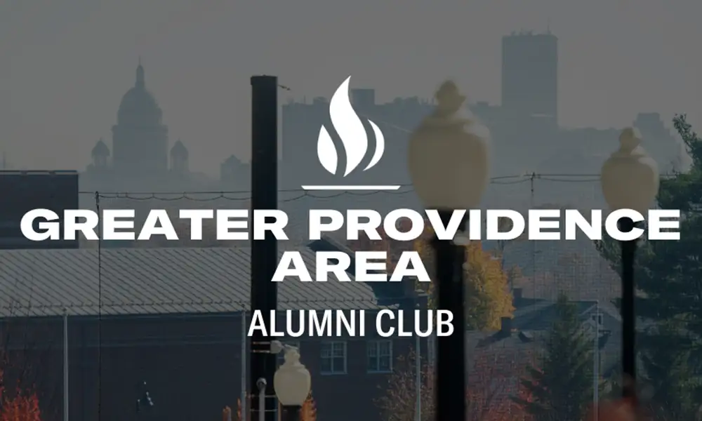 Greater Providence Area Alumni Club [photo of Providence College campus facing Providence state building in the background]