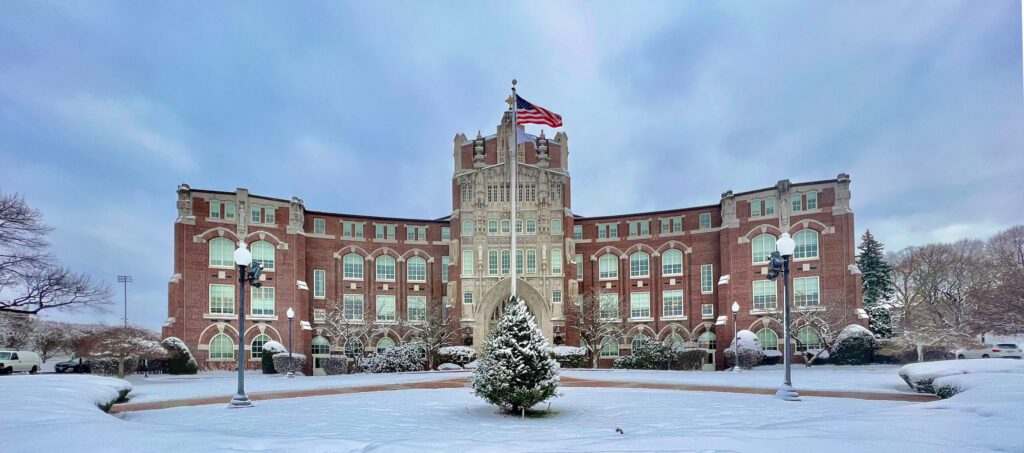 harkins hall in winter