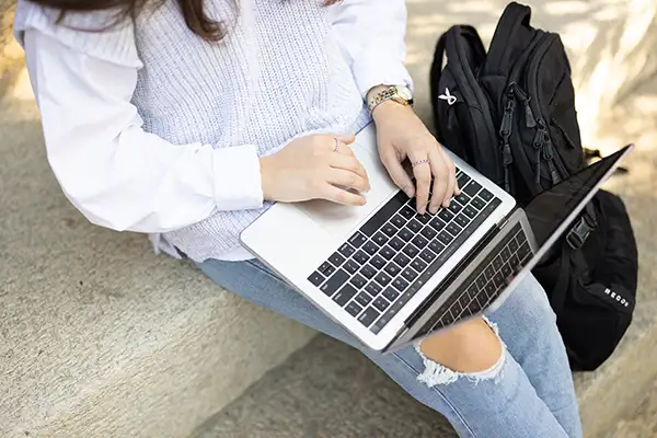 Photo of laptop on a lap