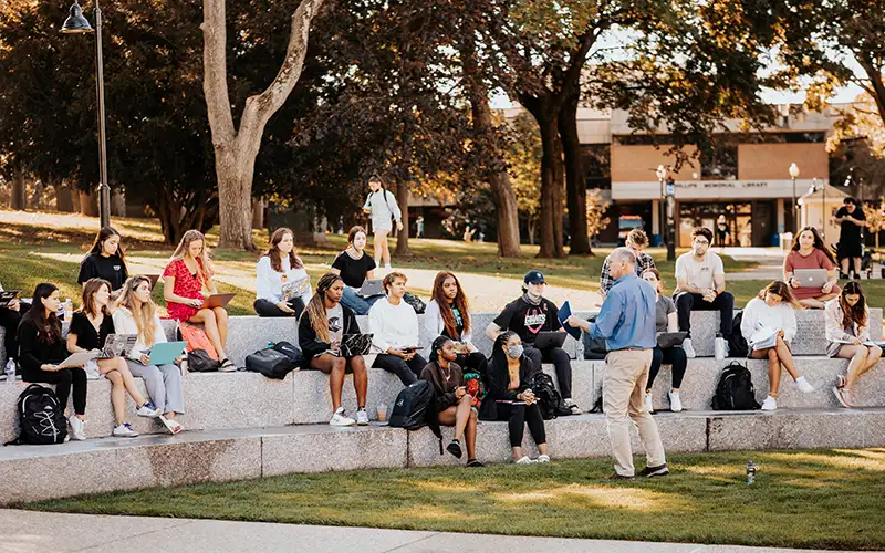 students learning in outdoor classroom