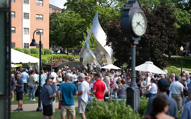 people at reunion on slavin lawn