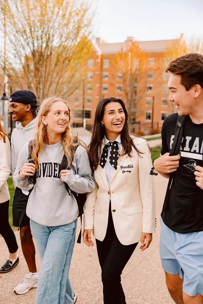 students walking on campus