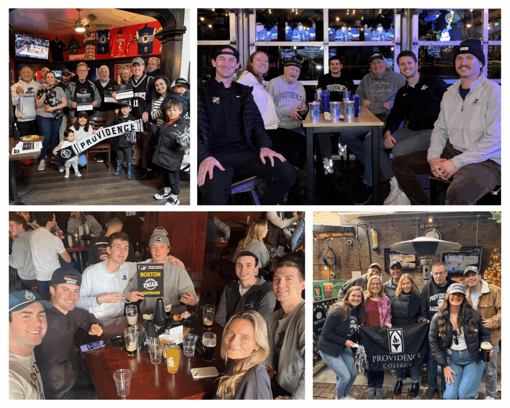 collage of alumni at game watch events